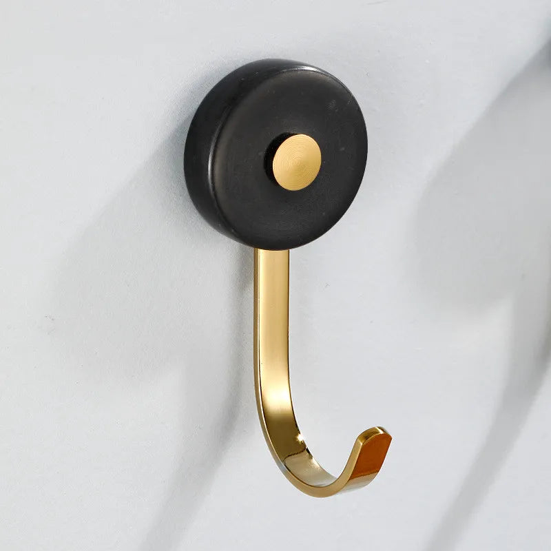 Afralia™ Marble and Brass Bathroom Robe Hook Gold Jade Key Hat Bag Hanger