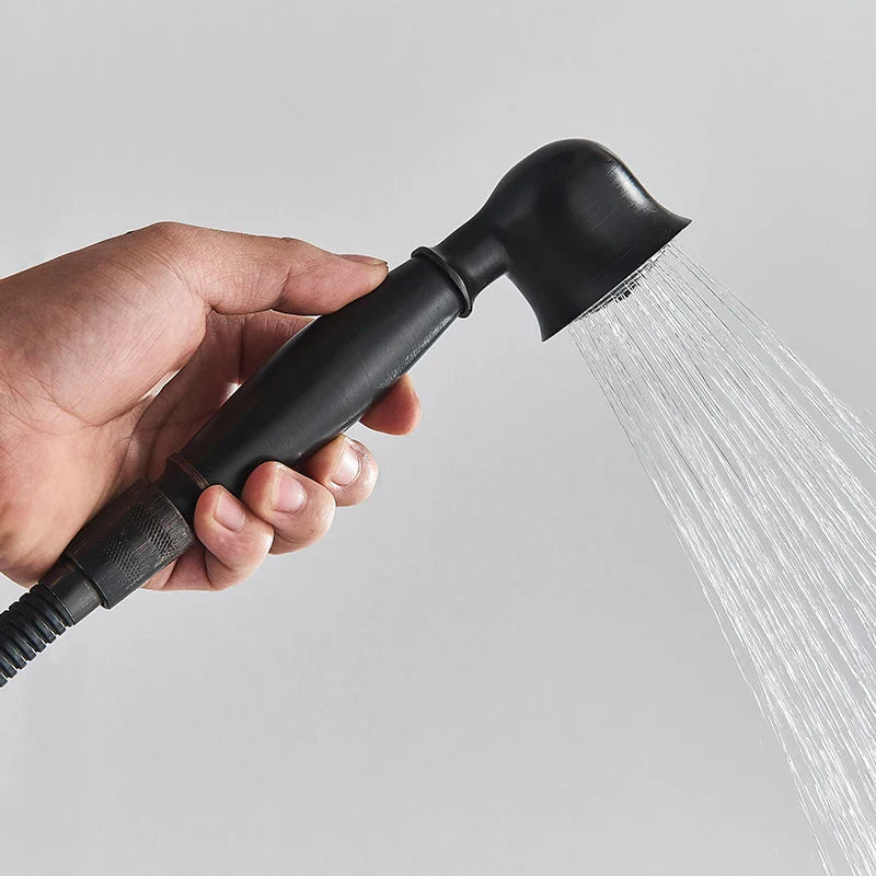 Afralia™ Dual Handle Black Shower Set Faucet with Rainfall Shower Mixer Tap