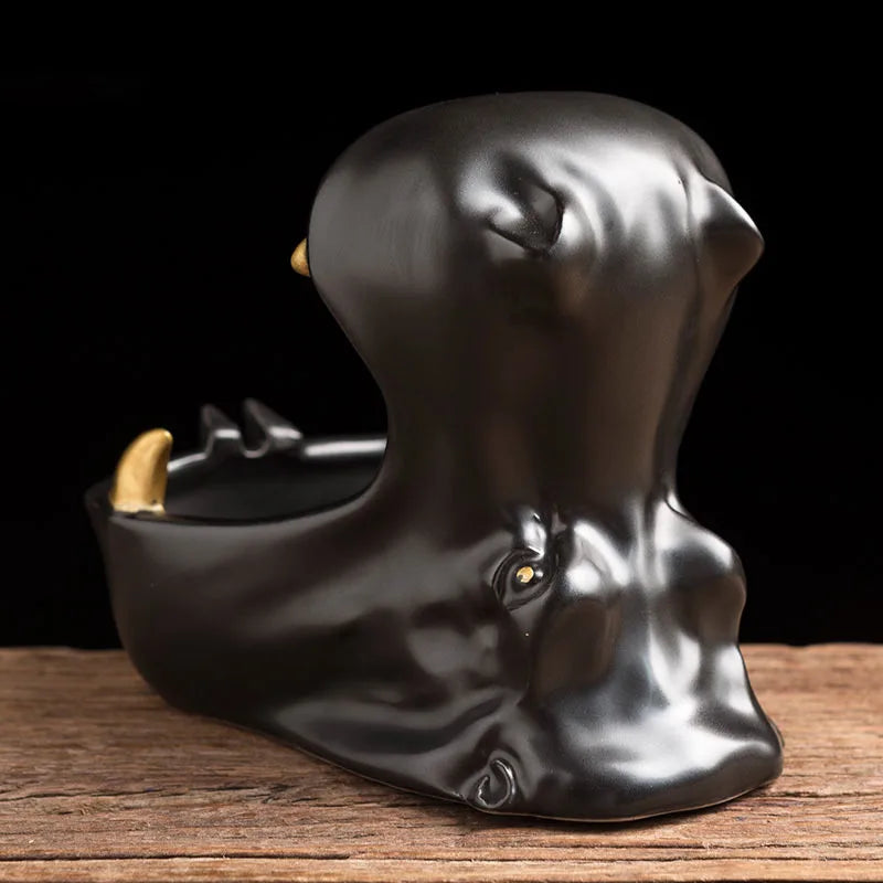 Afralia™ Hippo Head Ceramic Ashtray – Modern Decor Gift