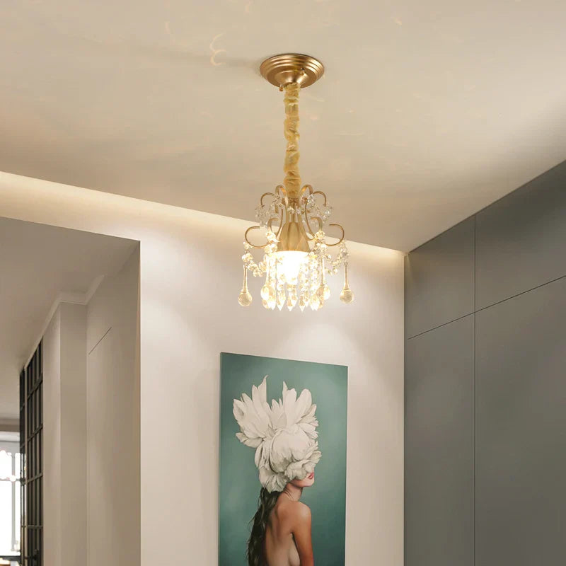 Afralia™ Gold Crystal Round Ceiling Chandelier for Living Room LED Light Fixtures