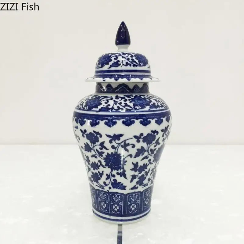 Afralia™ Ceramic Blue White Porcelain Tea Coffee Storage Tank