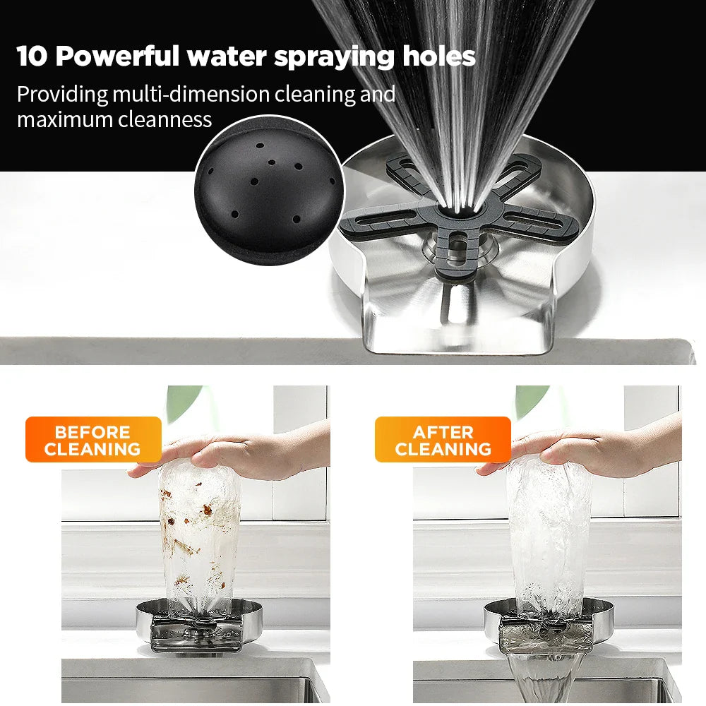 Afralia™ Glass Rinser: Automatic Cup Washer for Home Sink, Coffee Bar, Kitchen Accessories