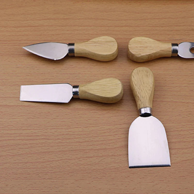 Afralia™ Cheese Knives Set with Wood Handle, Stainless Steel Pizza Cutting Tools