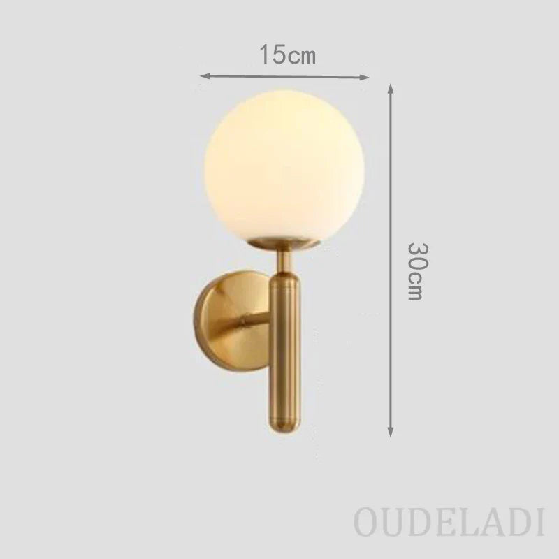 Afralia™ Nordic Glass Ball Wall Lamp Modern Living Room Bedroom Bedside Hotel Aisle Wall Lamp