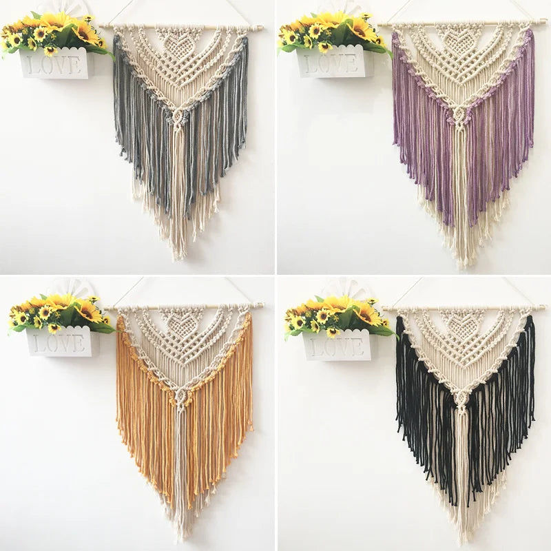 Afralia™ Colorful Cotton Macrame Wall Hanging Tapestry for Nordic Modern Living Room Decor