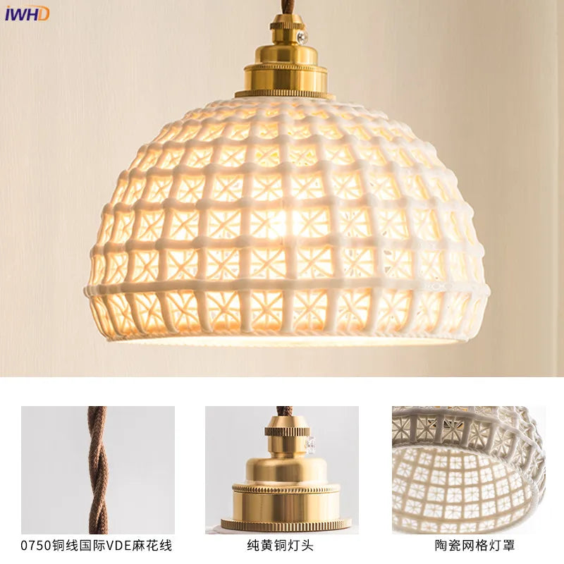 Nordic Ceramic Pendant Lamp for Bedroom Living Room by Afralia™