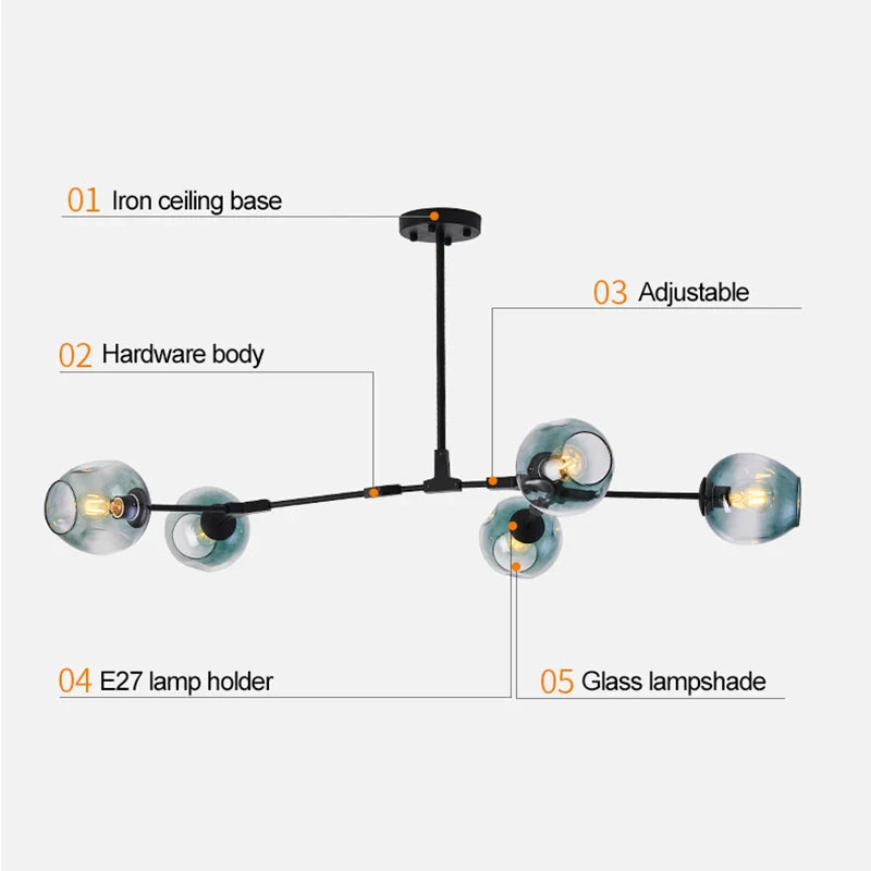 Afralia™ Retro Industrial Black/Gold Chandelier for Dining Kitchen Stair - Modern Lighting