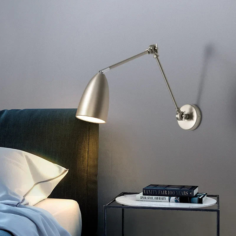 Afralia™ Adjustable Swing Long Arm LED Wall Lamp for Bedroom Study Living Room