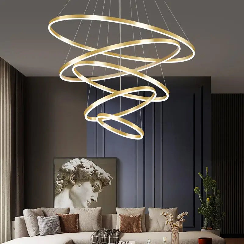 Afralia™ Ring LED Chandelier: Modern Nordic Minimalism for Villa Living Room Pendant Lighting