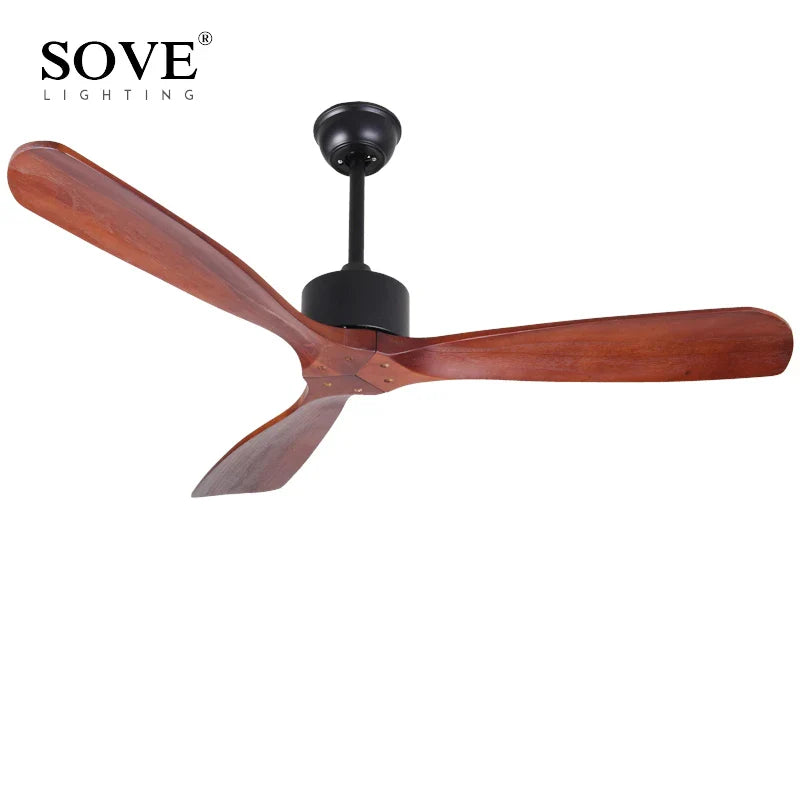 Afralia™ Simple Wood Ceiling Fan with Remote Control for Room Loft - White