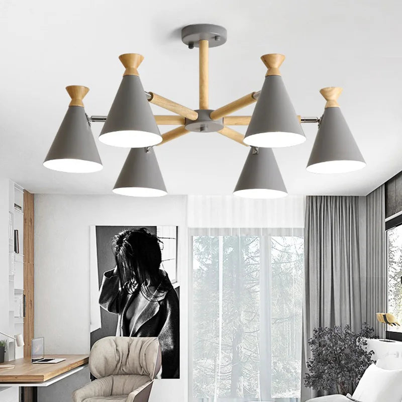 Afralia™ Nordic Wood Pendant Lamp for Bedroom Living Room Kitchen Indoor Home Decor