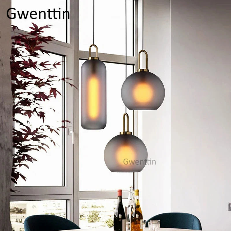 Afralia™ Luxe Glass Ball Pendant Lights: LED Nordic Hanging Lamp for Home Art Decor