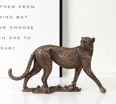 Afralia™ Vintage Panther Statue Leopard Figurine Home Office Decor Gift