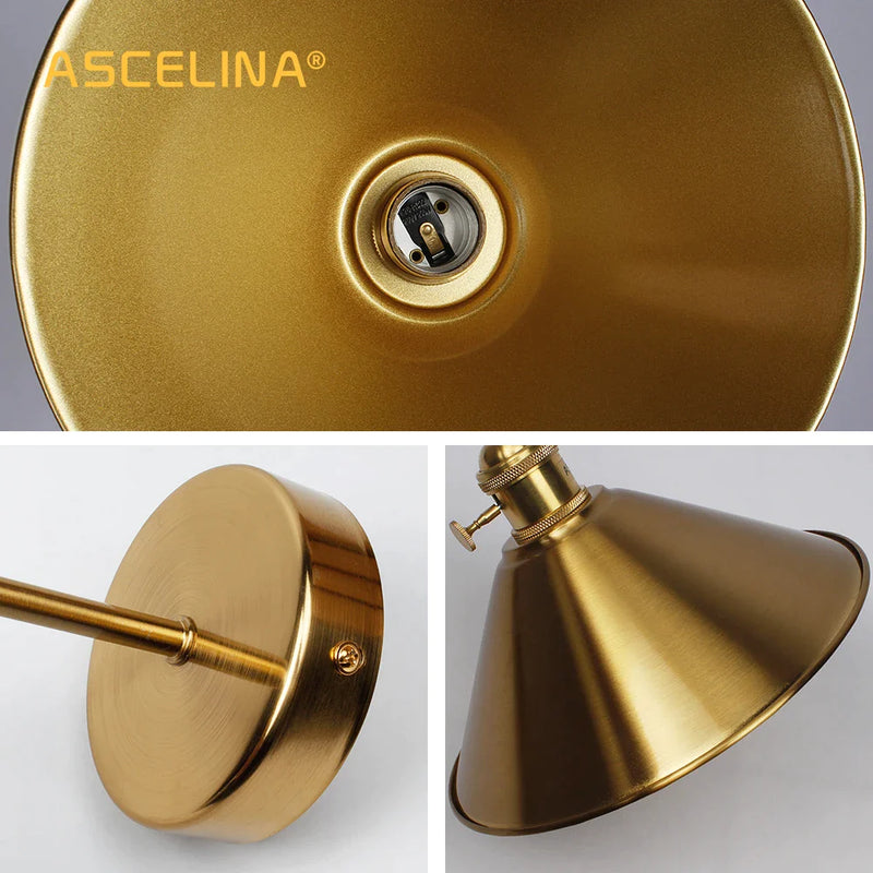 Afralia™ Copper Vintage Wall Lamp Bedroom E27 Wall Sconce Gold Living Room Wall Light