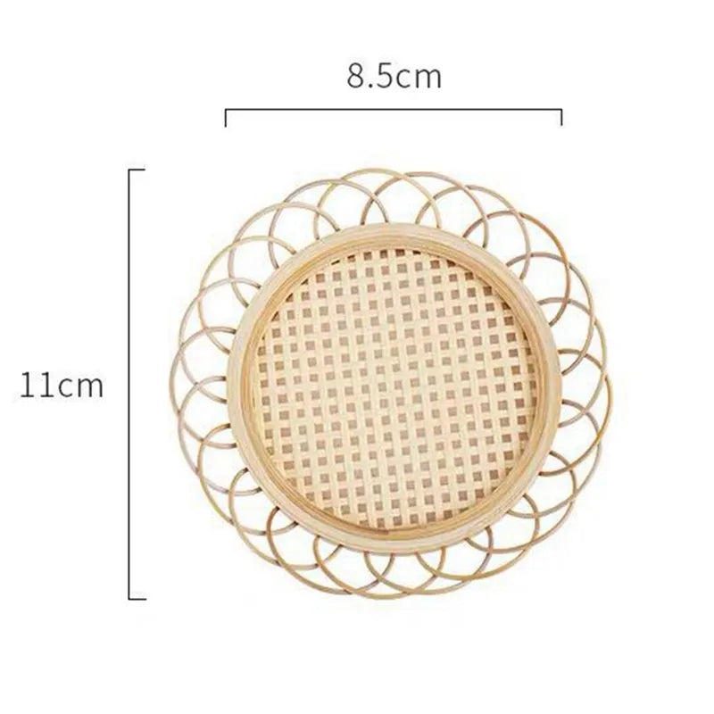 Afralia™ Bamboo Woven Coasters & Storage Basket Set for Kitchen Table Décor