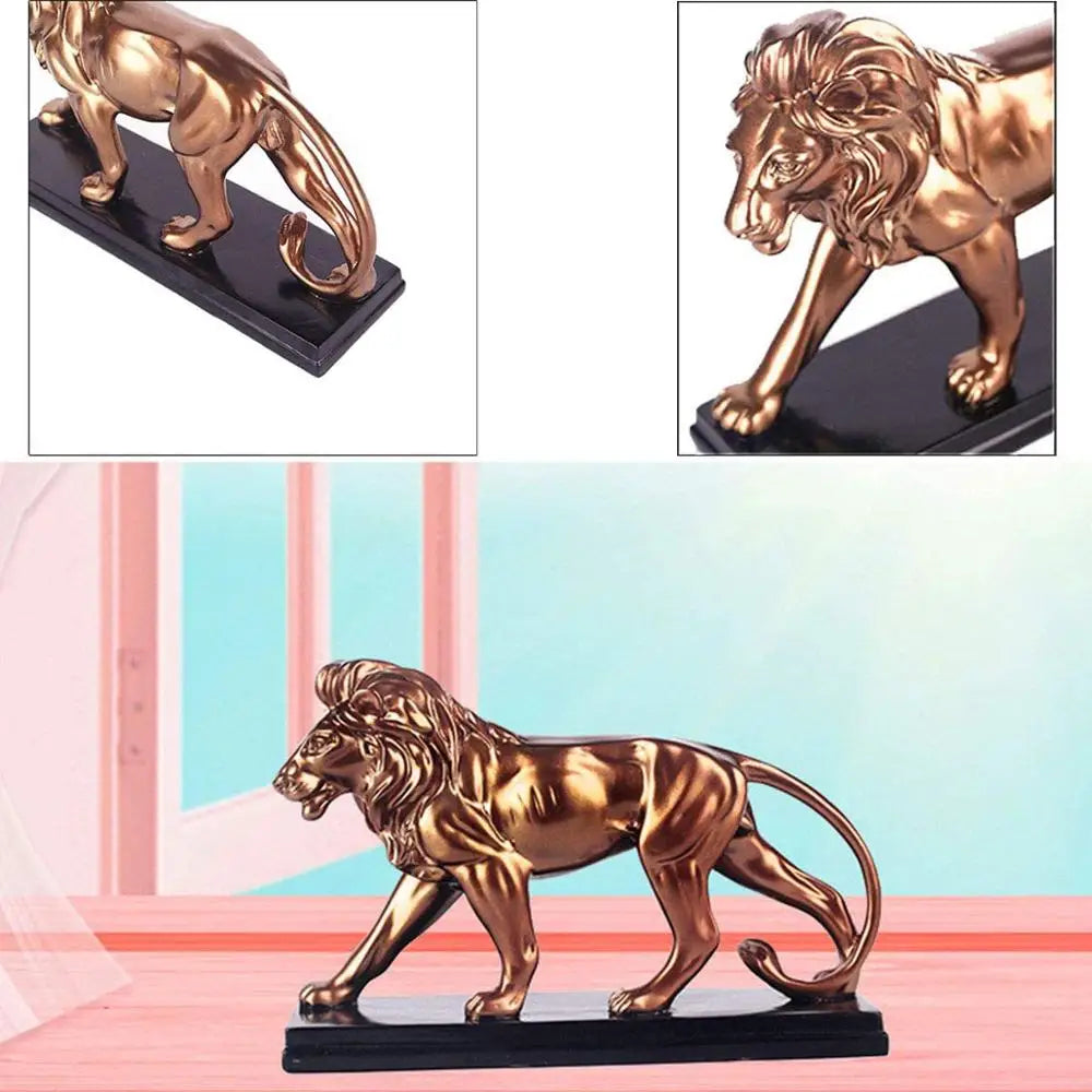 Afralia™ Male Lion Resin Statue Figurine Decor Ornament Sculpture Home Gift