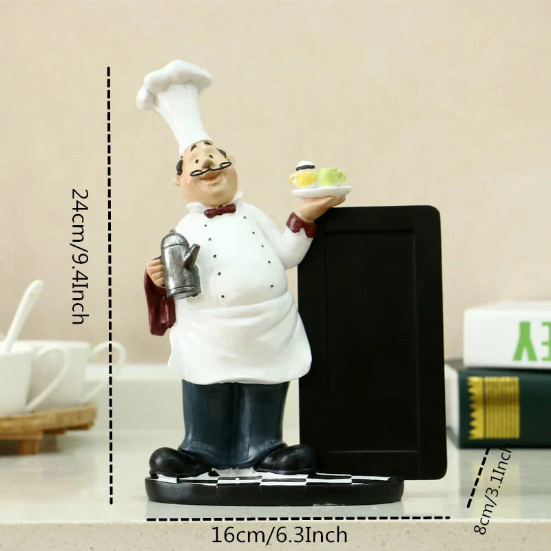 Afralia™ Chef Mustache Figurine for Kitchen Decor - 24cm Resin Message Board & Table Ornament