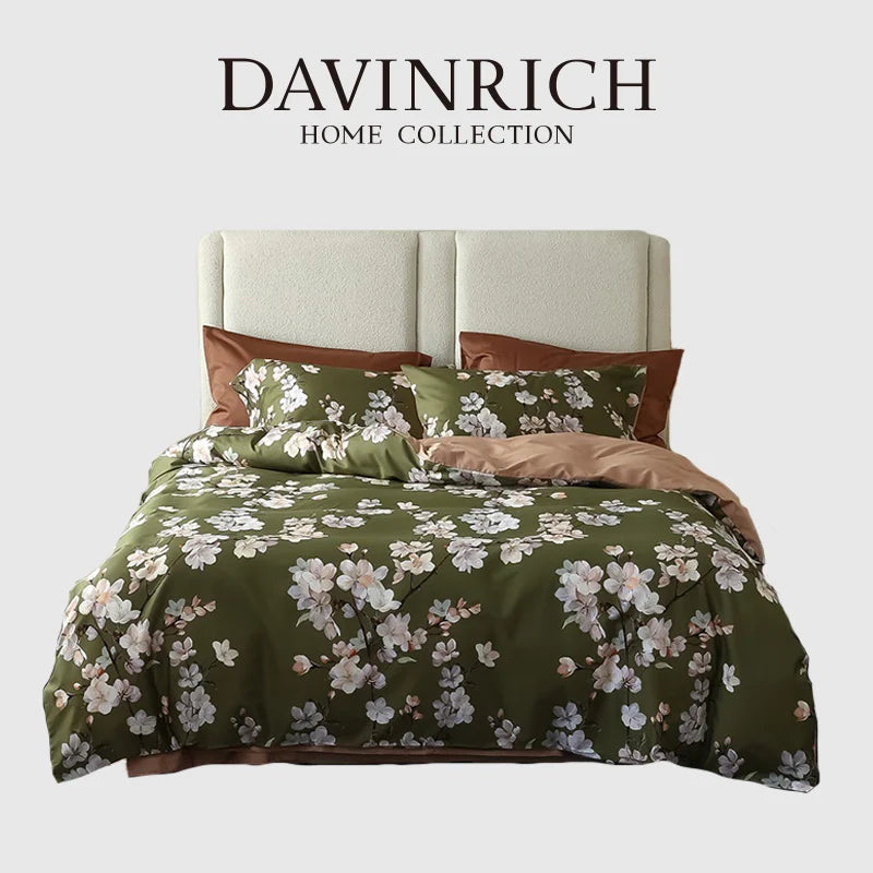 Afralia™ Sakura Floral Print Cotton Queen Duvet Cover Set