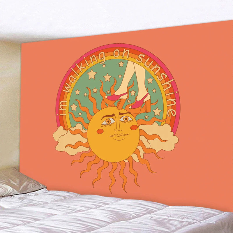 Afralia™ Psych Sun Mandala Tapestry: Hippie Boho Yoga Wall Hanging