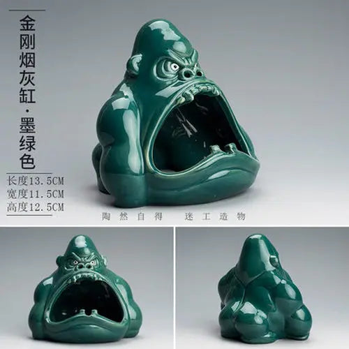 Afralia™ Orangutan Ceramic Cartoon Ashtray - Large Capacity Anti-ash for Living Room and Office