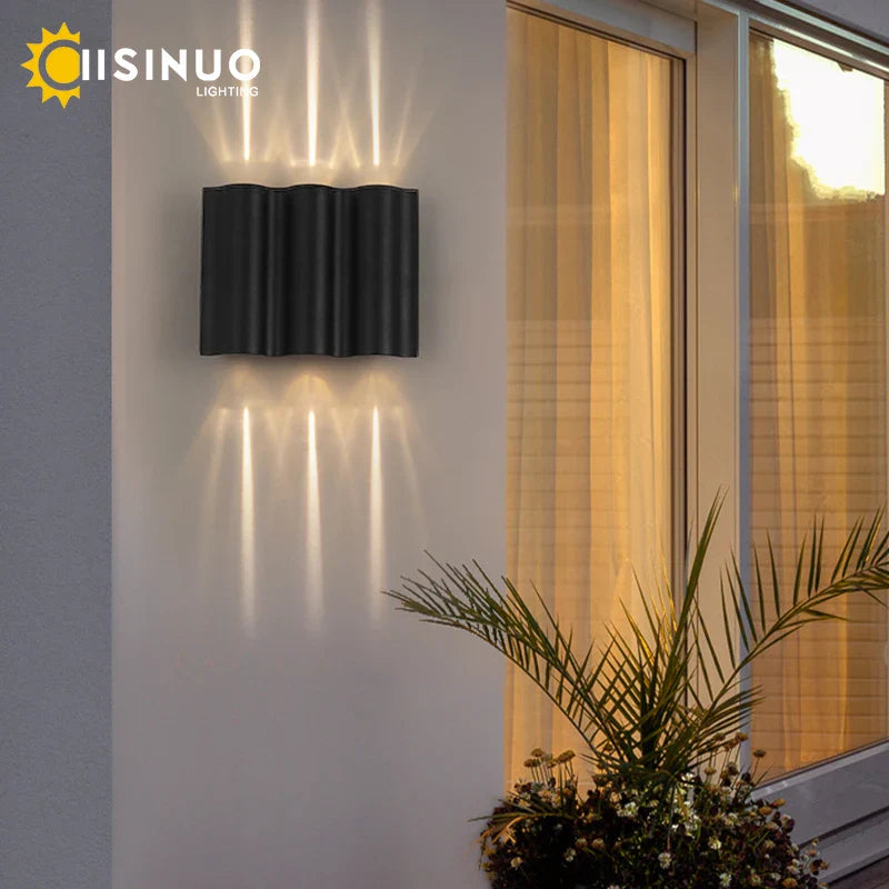 Afralia™ 12W Black Outdoor LED Sconce Light IP65 Waterproof Alumunim Garden Villa Porch Lamp