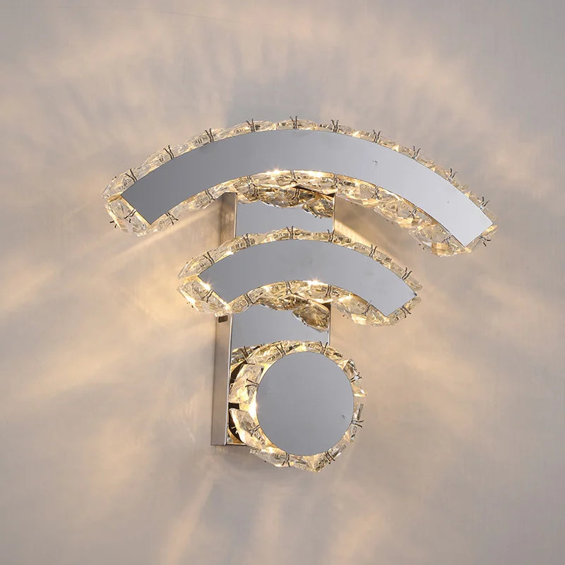 Afralia™ Chrome Crystal LED Wall Sconce for Bedroom Home Decor, Modern Mirror Design