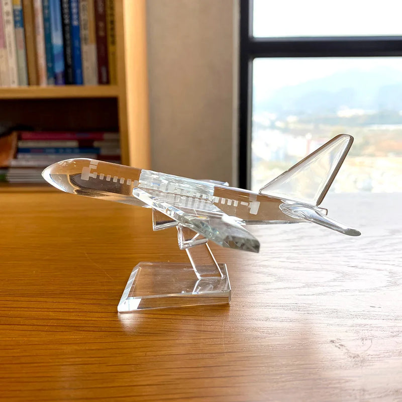 Afralia™ Crystal Aircraft Figurine Glass Airplane Collectible Home Decor