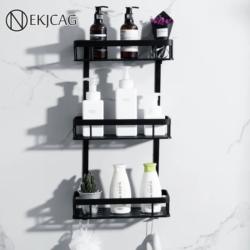 Afralia™ Triple Tier Bathroom Shelf Wall-Mounted Toilet Storage Rack