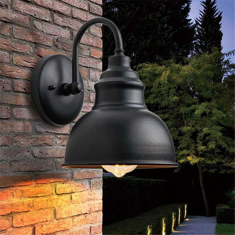 Afralia™ Outdoor Aluminum Gooseneck Lantern for Garden, Garage, Front Door