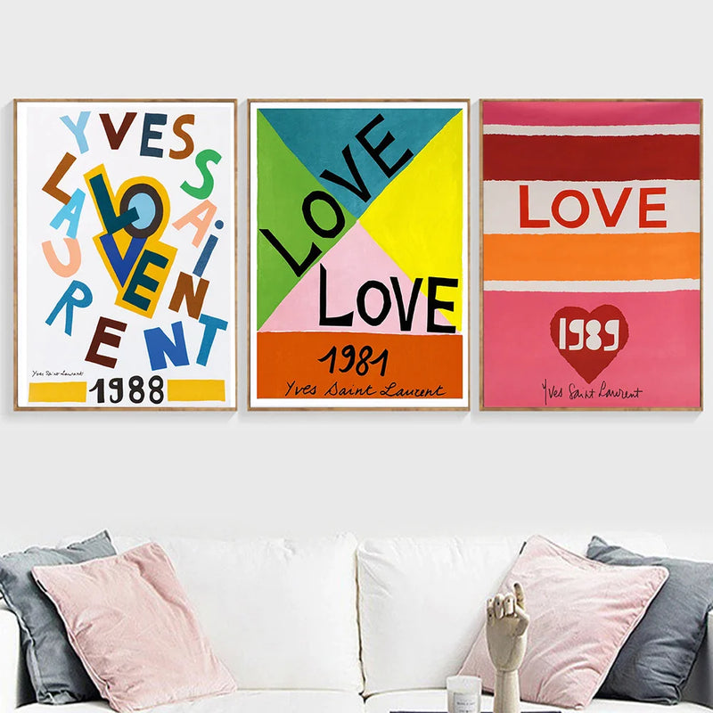 Afralia™ Love Poster Canvas Painting Nordic Style Home Decoration Wall Art