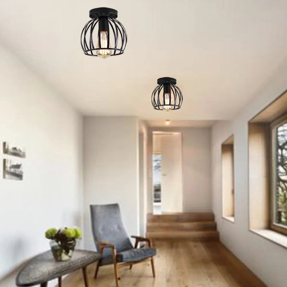Afralia™ Watermelon Cage Pendant Light: Vintage Rustic Hanging Fixture for Home, Kitchen, Restaurant
