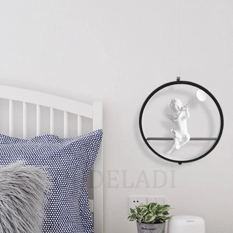 Afralia™ White Angel Pendant Lights for Modern Art Restaurant - LED Hanging Lamp