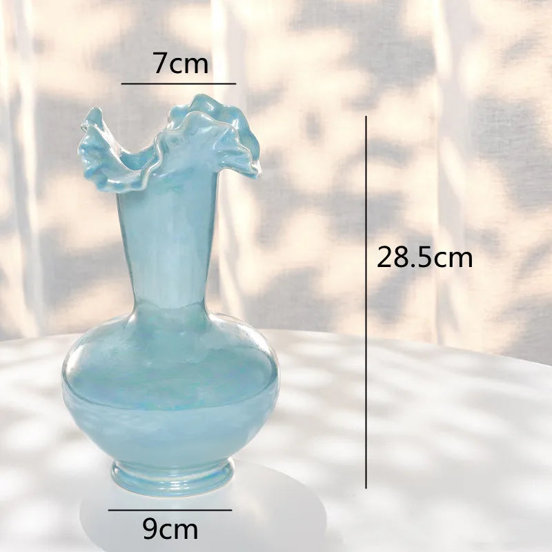 Afralia™ Ceramic Shell Vase - White Gloss - Abstract Irregular Design for Home Decor