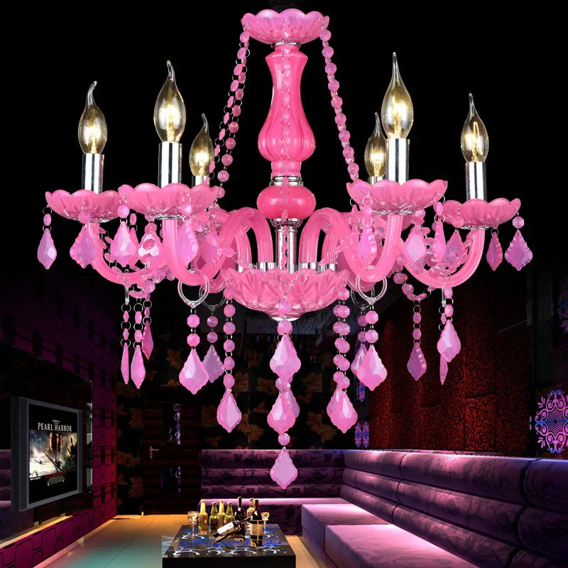 Afralia™ Pink Crystal Chandelier Pendant Lights for Dining, Bedroom, Living Room & KTV