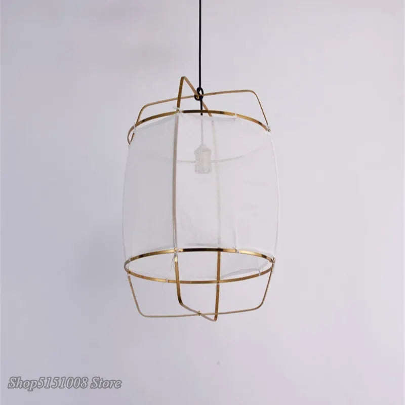 Afralia™ Bamboo Linen Pendant Light Fixture for Restaurant and Clothing Store