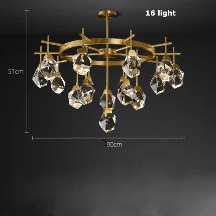 Afralia™ Diamond Crystal Stone Lustre Chandelier for Dinning Room