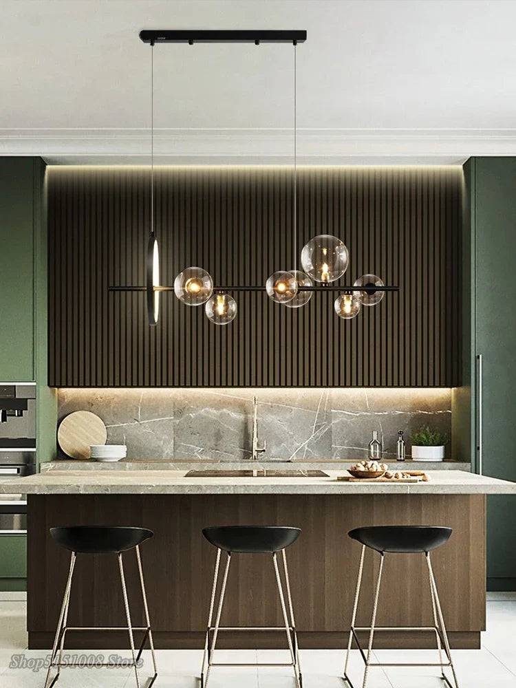 Afralia™ Glass Ball Chandelier Pendant Lighting Fixture