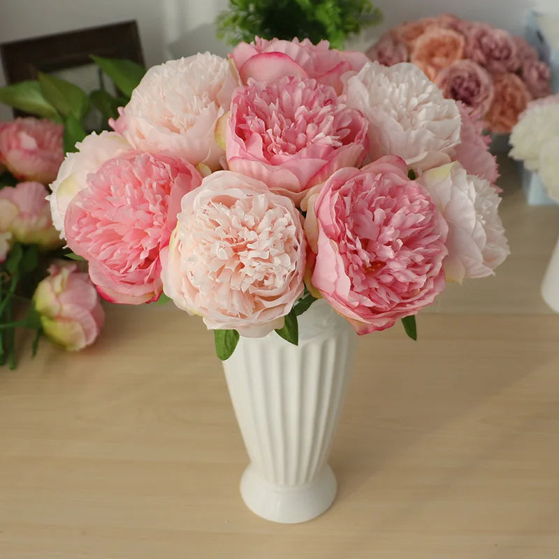 Afralia™ Silk Camellia Peony Mini Bouquet Hydrangea Home Party Decoration