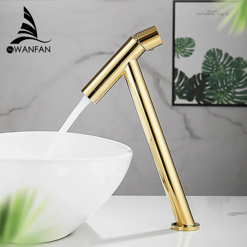 Afralia™ Gold Basin Faucet Single Handle Deck Vintage Wash Hot Cold Mixer Tap