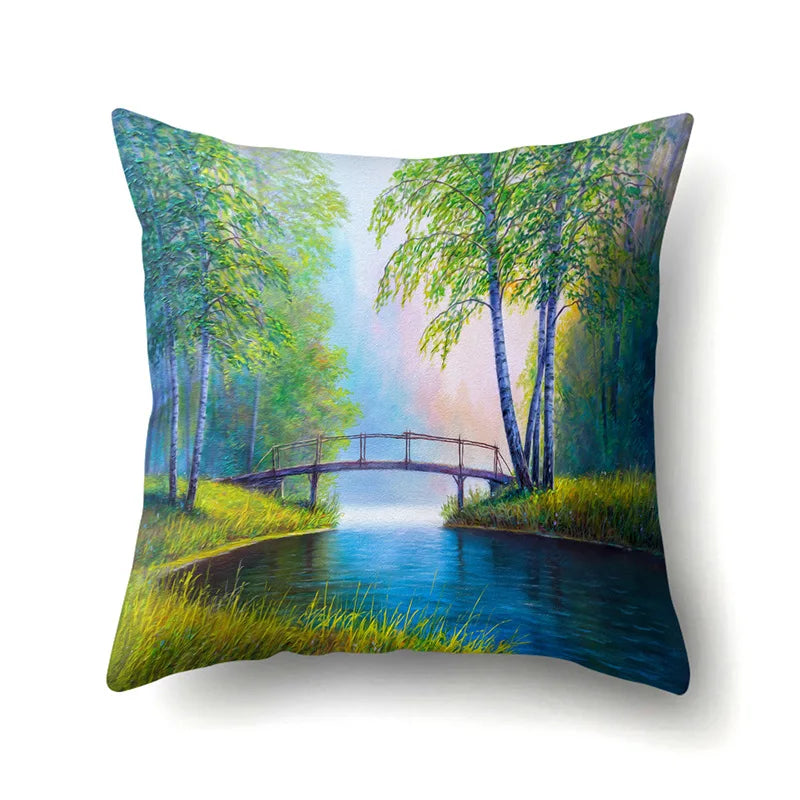 Afralia™ Natural Scenery Landscape Pillowcase - Tree Lake Snow Forest Cushion Cover