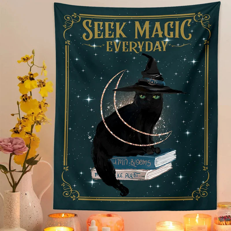 Afralia™ Magic Tarot Witch Art Tapestry Wall Hanging for Home Decor