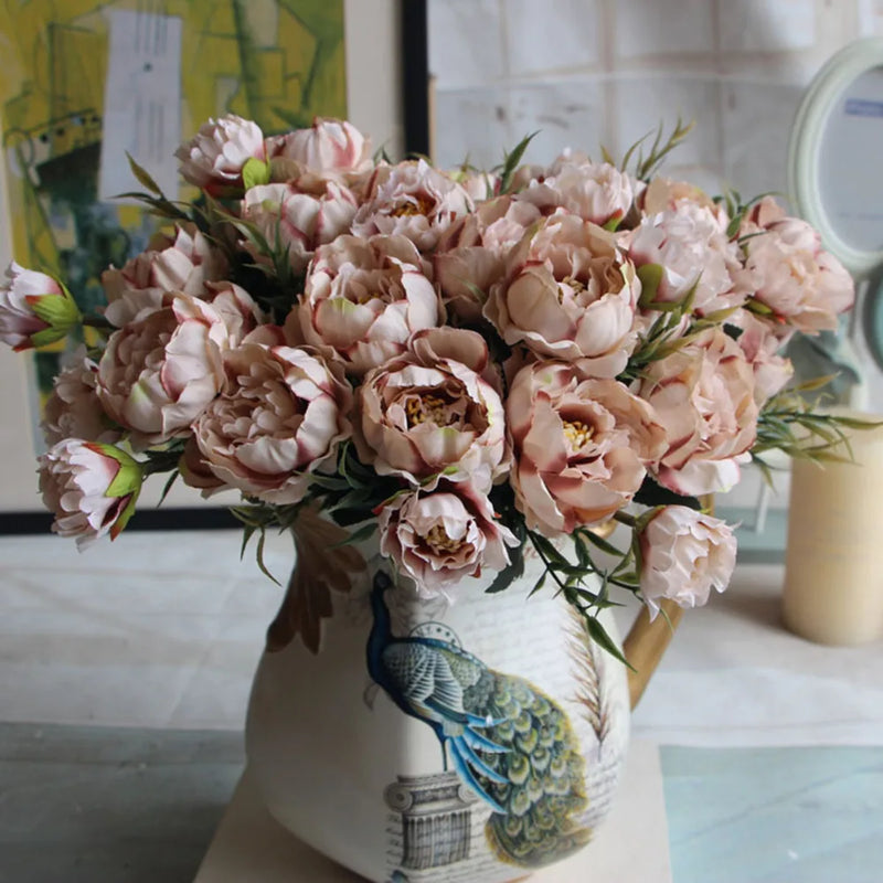 Afralia™ Mini Peony Silk Flower Bouquet for Home Wedding Decor