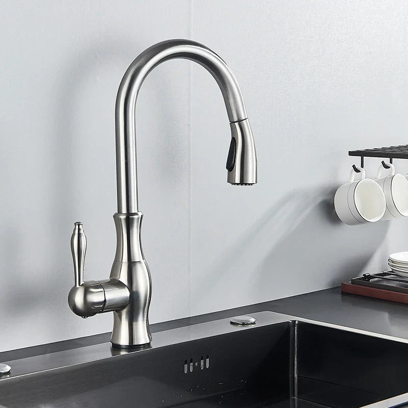 Afralia™ Smart Touch Kitchen Faucet: Sensor Dual Outlet Mixer Taps, 360 Rotation, Nickel/Black