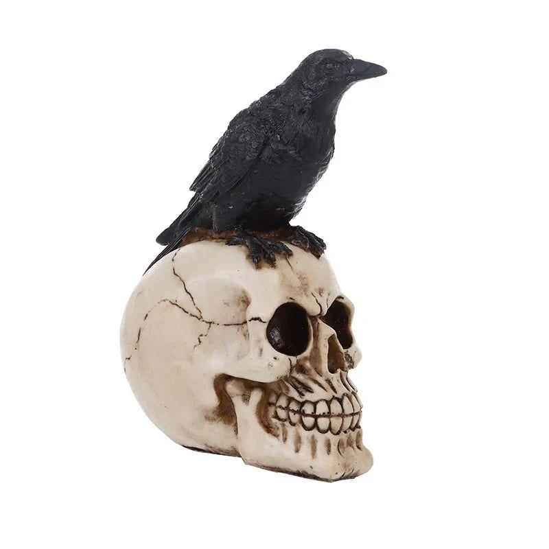 Afralia™ Resin Crow Skull Ornament Fashion Flower Pot Home Decor Statue Art Prop