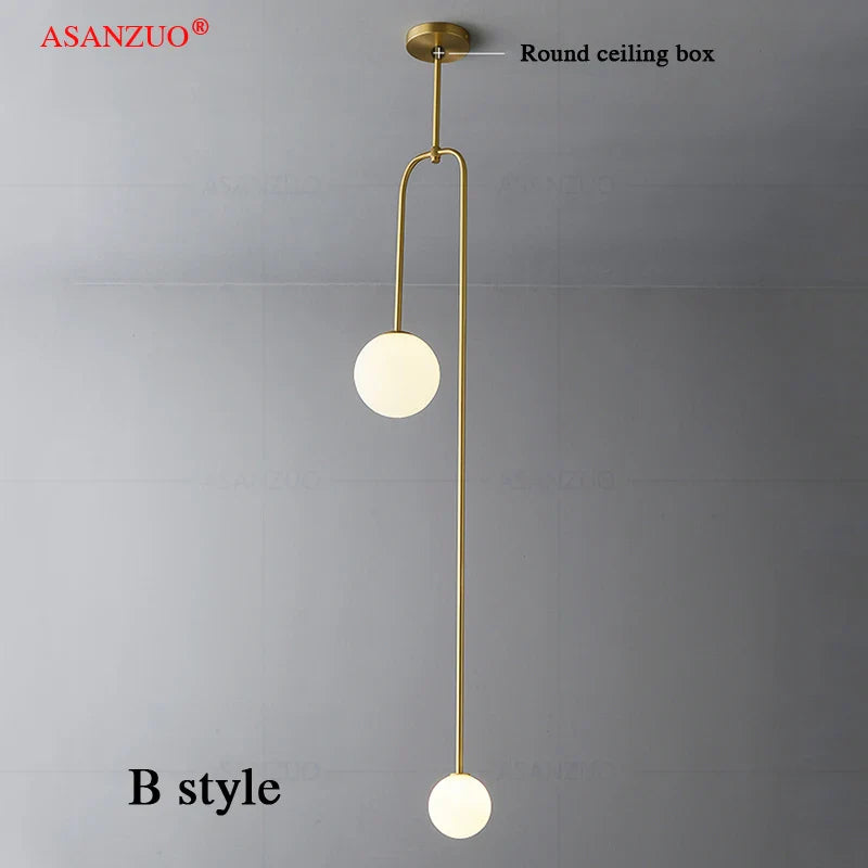 Afralia™ Glass Ball Brass Pendant Lights LED for Restaurant and Bedroom Lighting