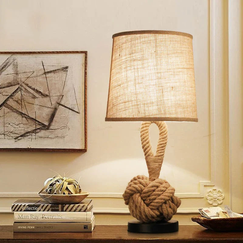 Afralia™ Vintage Hemp Rope Table Lamps: Pastoral Style Home Décor, Bedroom & Living Room Lighting