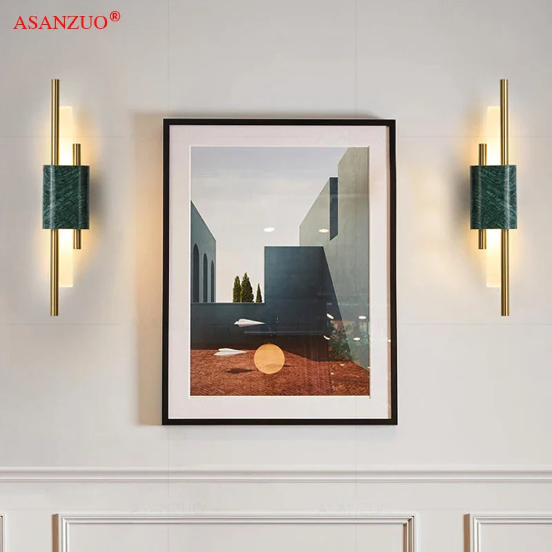 Afralia™ Minimalist Marble Wall Lamp for Living Room and Bedroom