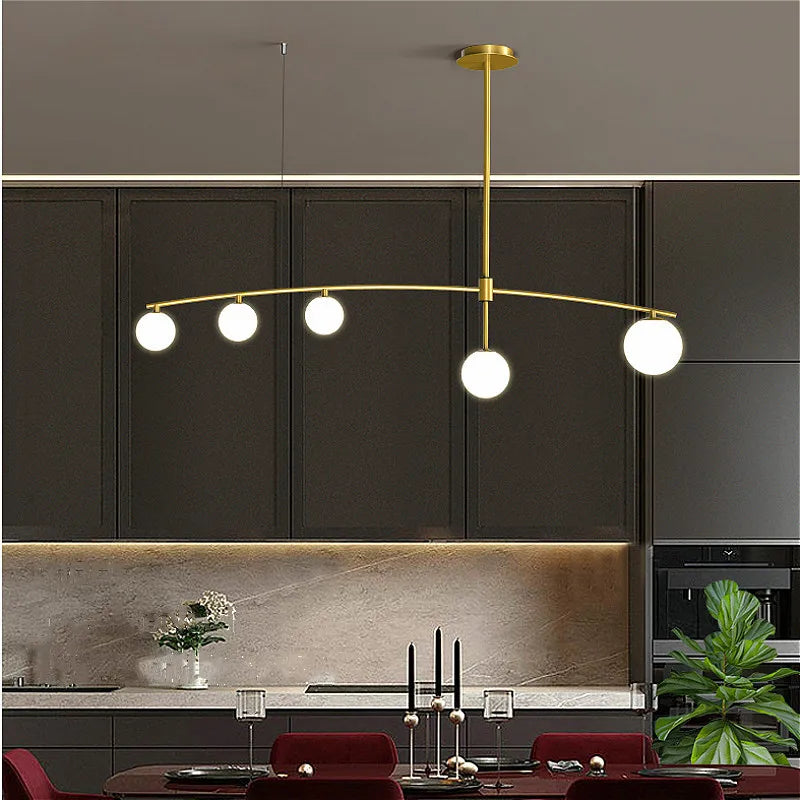 Afralia™ Bubble Iron Chandelier: Minimalist Nordic Kitchen Restaurant Island Light