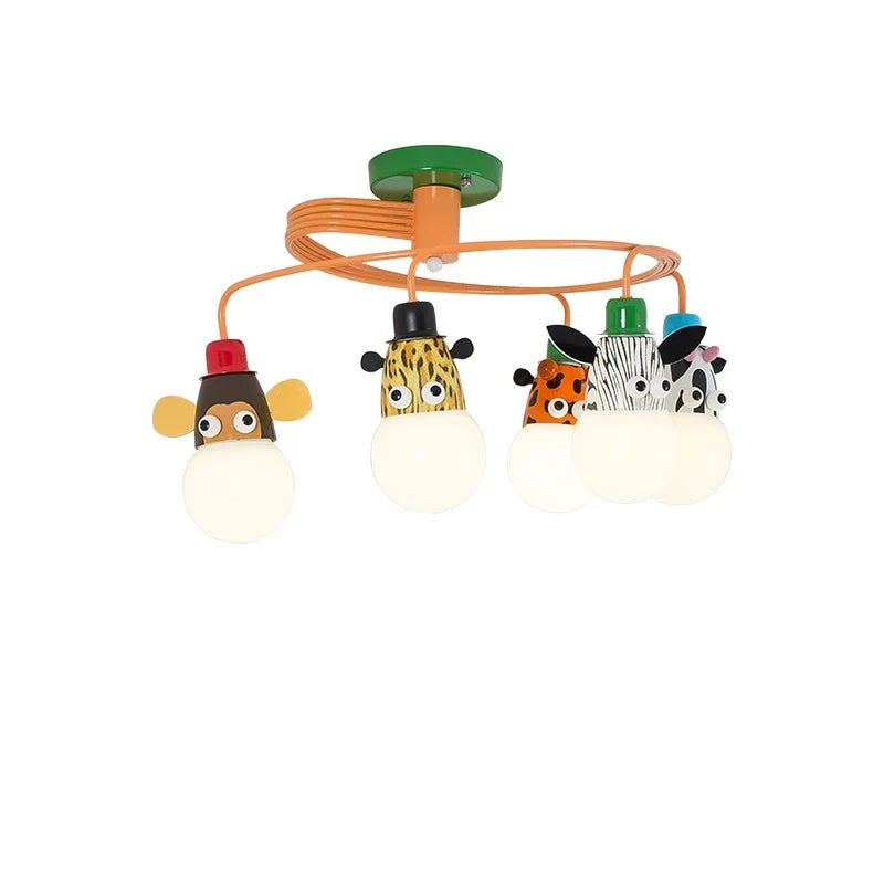 Afralia™ Nordic Kids LED Animal Chandelier for Bedroom Study Room, Iron Resin Lighting