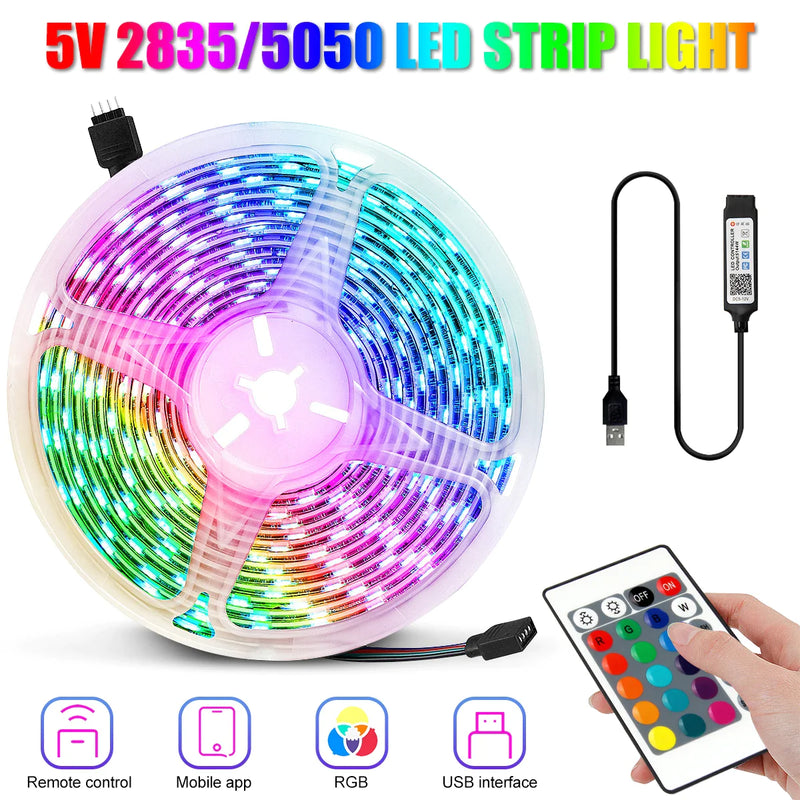 Afralia™ RGB LED Strip Light USB Bluetooth 5050 TV Screen BackLight